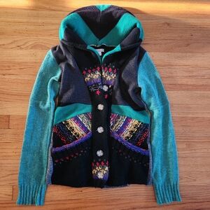 Anthropologie Preloved Wool Cardigan Sweater Fits Like a Small